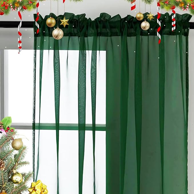 SpaceDresser Basic Rod Pocket Sheer Voile Window Curtain Panels White 1 Pair 2 - Image 3