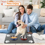 Pet Feeding Mat-Absorbent Pet Placemat for Food and Water Bowl, with Waterproof Rubber Backing, Quick Dry Water Dispenser Mat for Dog and Cat(Christmas, 17"x27")