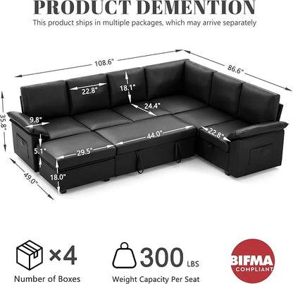 108 Inch Faux Leather Modular Sectional Sofa - Image 2