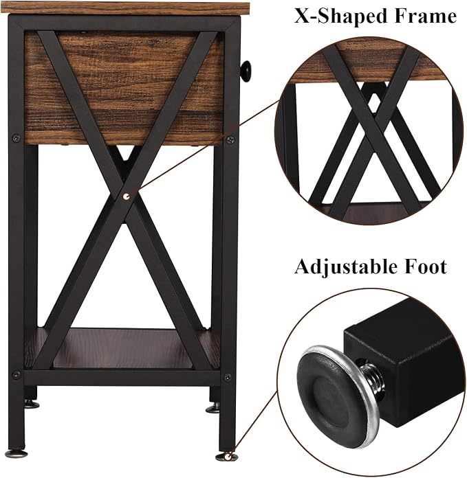 VECELO Nightstands Set of 2, Modern Bedside End Tables, Night Stands - Image 8