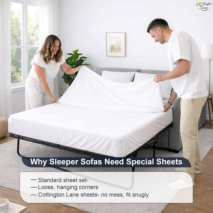Cottington Lane Sleeper Sofa Sheets Queen Size, 4 Piece Premium Quality 100% - Image 8