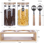 KKC Glass Coffee and Sugar Containers with Airtight Hinged Lids,Sealed Glass Jar Canisters with Scoops for Ground Coffee,Beans,Loose Leaf Tea,Nuts,Matcha,40 Fl oz