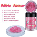 Edible Glitter for Cakes Drinks Luster Dust Set - Colaele 10 Colors Shimmering Disco Glitter Food Grade Metallic Food Coloring Powder Sprinkling for Strawberries, Chocolates, Fondant, Pops, Vegan