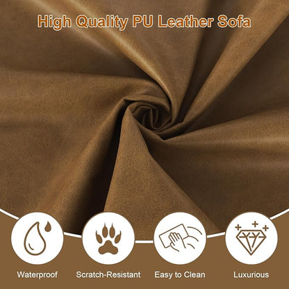 EASE MOOSE Large Seat Faux Leather L Shaped Sofa, Waterproof and - Image 7
