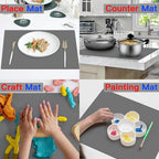 2MM Extra Thick Silicone Mats for Kitchen Counter, 23.6" x15.7" Non-Slip Waterproof Large Countertop Protector Mat, Heat Resistant Mat, Washable Silicone Craft Mat, Placemat, Baking Mat, Black