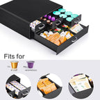 SZQINJI Coffee Pod Organizer 72/96 Pods Coffee Capsule Holder 2-Tier Coffee Pod Storage 4-Drawer Compact, Compatible with Keurig K-cup & Nespresso Capsule