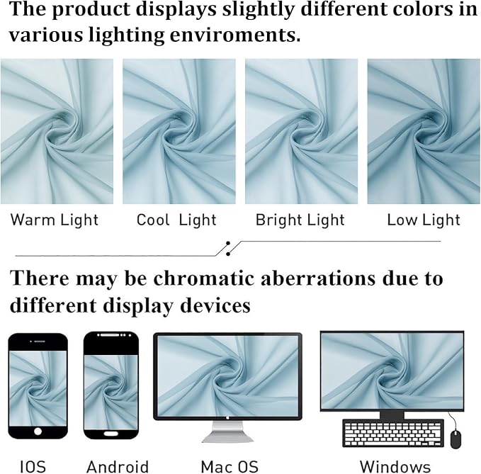 Sky Blue Sheer Curtains 96 Inches Long 2 Panels, Light Filtering Voile Solid - Image 7