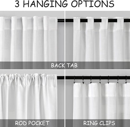 Extra Wide Linen Curtains for Living Room 102 Inch for Bedroom Divider Off - Image 4