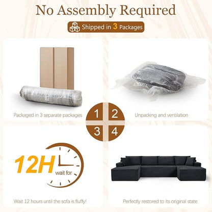 125" Modular Sectional Sleeper Sofa, Boneless Cloud Couch - Image 5