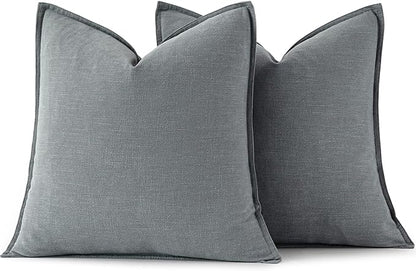 MIULEE Decorative Linen Pillow Covers 18x18 Inch Gray | Boho Farmhouse​ - Image 6