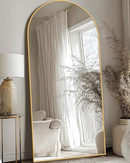 Antok 68" x26” Arched Full Length Floor Mirror, Free Standing/Wall Mount/Leaning - Image 2