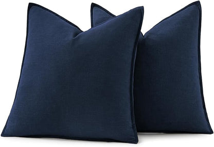 MIULEE Decorative Linen Pillow Covers 24x24 Inch Navy Blue | Boho Farmhouse​ - Image 6