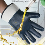 Oil Resistant Gloves, Nitrile Fubber Fully Coated Cotton Safety Work Gloves, Acid Alkali Resistant, for Men & Women Large, Blue (Pack of 12)