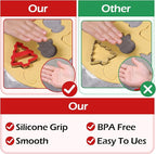 Christmas Cookie Cutters, 6 Pcs Holiday Cookie Cutter with Comfort Grip - Gingerbread Men, Christmas Tree, Snowflake, Santa Hat, Gloves, Snow Man Shapes Cookie Mold for Winter Holiday Party Supplies