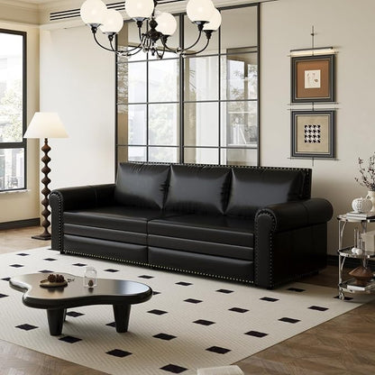 Faux Leather Sleeper Sofa Couch - Image 3