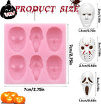 Halloween Silicone Molds for Chocolate,6 Cavities Halloween Large Scary Movie Characters Heads Chocolate Molds, Funny Horror 3D Halloween Chocolate Candy Molds for Soap Pudding Jelly Making