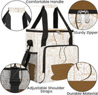 Coffee Cup Coffee Maker Carring Bag Coffee Texts Travel Carrying Storage Tote Bag Compatible with Keurig K-Mini or K-Mini Plus Portable Single Serve Coffee Brewer Case with Pockets for K-cup Pods