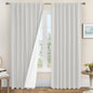 Light Grey 100% Blackout Linen Curtains 84 Inches Long 2 Panels | Linen Textured by LAMIT