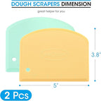 Unicook Dough Scraper, Flexible Bowl Scraper, Nonslip Bench Cutter with Measurement, Pastry Chopper, Multipurpose Kitchen Tool for Dough, Pastry, Pizza, Bread, Baking, Cake and More, 2 Pack