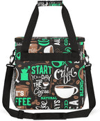 coffee cup coffee beans cyan Coffee Maker Carring Bag Travel Carrying Storage Tote Bag Compatible Portable Single Serve Coffee Brewer Case with Pockets for K-cup Pods