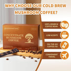 Mushroom Coffee Concentrate, Cold Brew With 5 Mushrooms, 15 Liquid Packets | Lion's Mane, Reishi, Maitake, Turkey Tail, Cordyceps, 100% Arabica Coffee Bean Extract