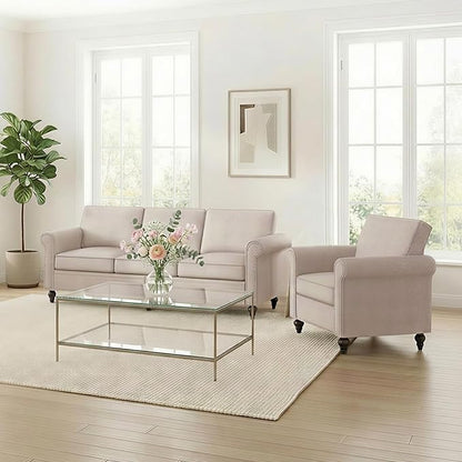 2 Piece Living Room Sofa Sets, Modern 3 Seater Sofa and Armchair Sets, Linen - Image 7