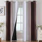 Brown and Greyish White Blackout Curtains 42Wx84L 2 Panels | Ombre Curtains by ESTELARTEXTILER