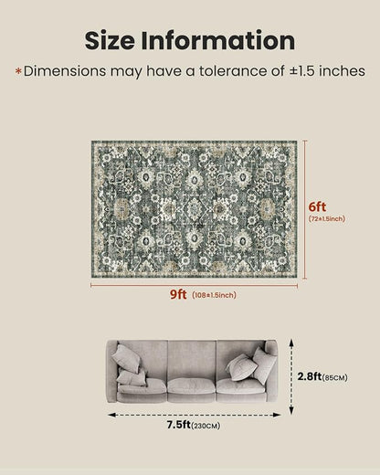AMADA HOMEFURNISHING 6x9 Area Rugs, Vintage Rugs - Image 2
