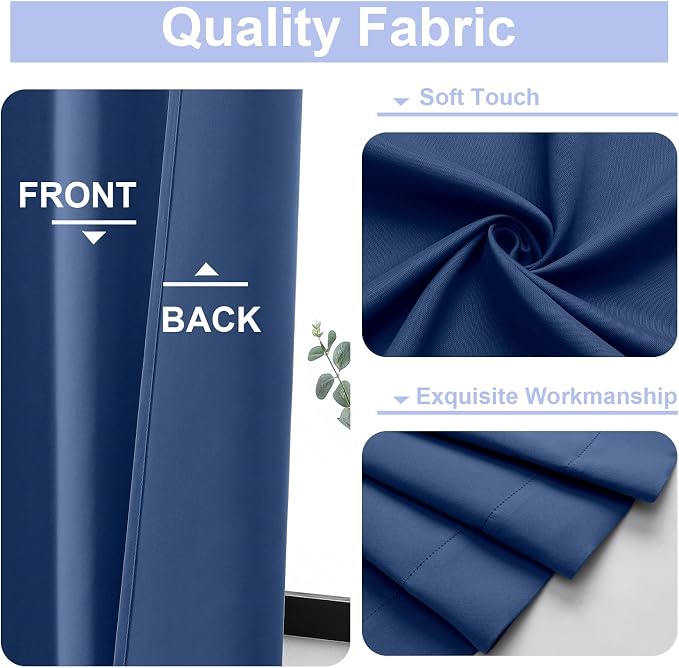 Simplebrand Ava Royal Blue Short Blackout Curtains - Image 3