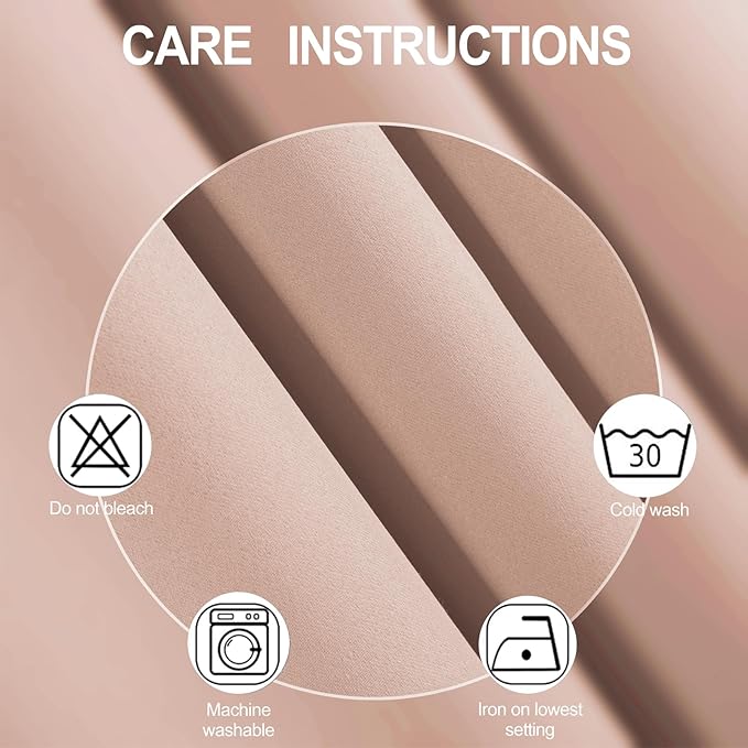 Blush Thermal Blackout Curtains/38 x 84 Inch/Set of 2 Panels Room Darkening - Image 4