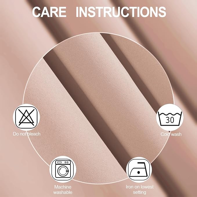 Blush Thermal Blackout Curtains/42 x 72 Inch/Set of 2 Panels Room Darkening - Image 4