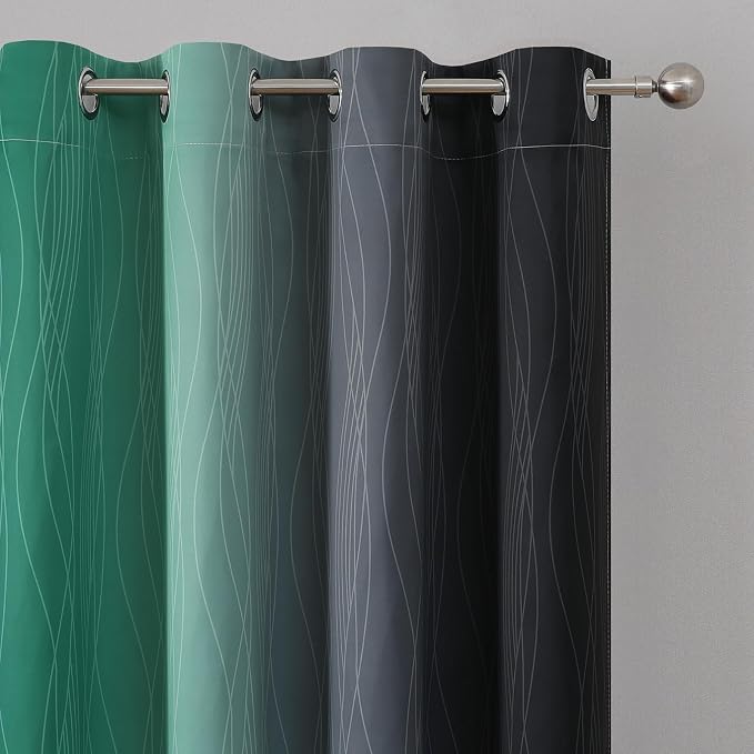 Black and Green Ombre Blackout Curtains 90 Inches Long | Gradient Curtains - Image 4