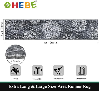 HEBE Hallway Runner Rug 2'8''x12', Washable Non Slip Kitchen Rug Runner | Soft - Image 2