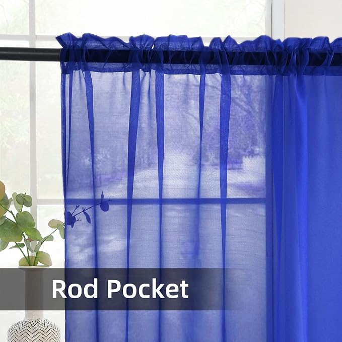 SpaceDresser Sheer Voile Window Treatment Rod Pocket Curtain Panels - Image 4