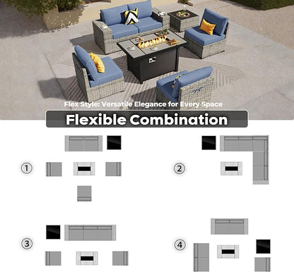 ovios 7 Pieces Patio Furniture Set, Outdoor Wicker Sectional Sofa - Image 7
