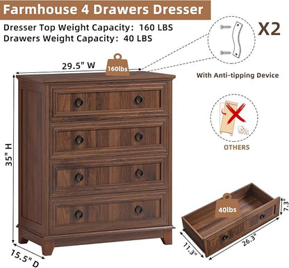 Joaxswe Farmhouse 4 Drawer Dresser - Image 2