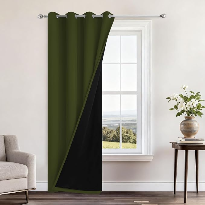 Yakamok Olive Green 100% Blackout Curtains 84 Inches Long 52" Wide 1 Panel | by Yakamok