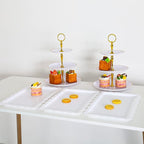 5 Pcs Dessert Table Stand Set - 2x Small 3 Tier Plastic Cupcake Display Stands Cookie Tray Rack Serving Tower & 3x Trays for Wedding Baby Shower Tea Party