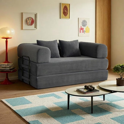 59in Convertible Sofa Bed, Corduroy Boneless Couch Bed, Futon Sleeper Sofa Pull - Image 7