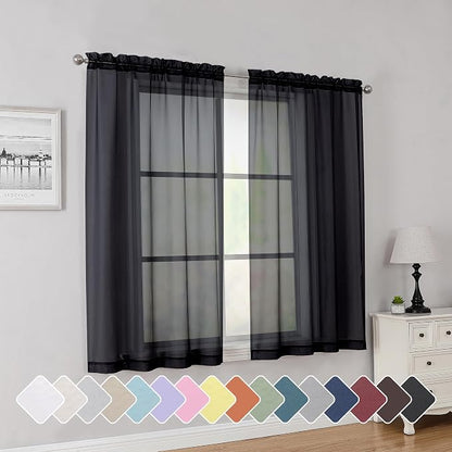 Simplebrand Rod Pocket Top Solid Voile Sheer Curtains by Simplebrand