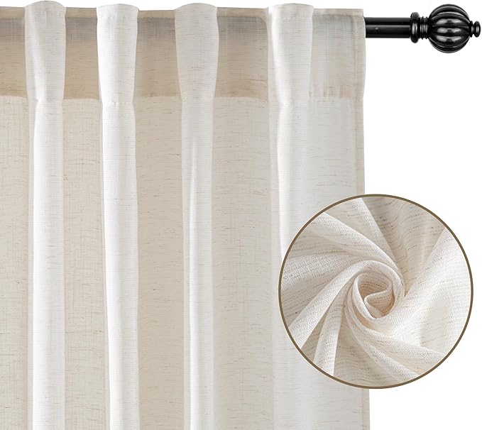 RYB HOME Sheer Curtains 108 inches, Extra Long Floor to Ceiling Curtains | - Image 8