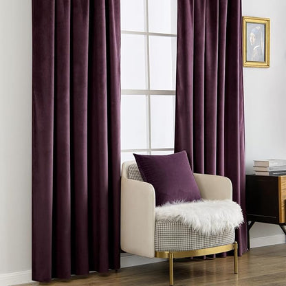 MIULEE Dark Purple Velvet Curtains 52x108 inches Luxury Blackout Curtains | - Image 7