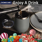 DOMICARE Stainless Steel Wine Tumbler Bulk with Lid, Personalized Insulated Tumblers Set, 12oz Travel Coffee Cups Pack of 8, Gray
