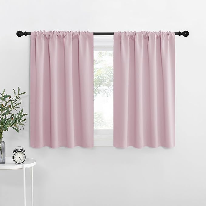 NICETOWN Kitchen Curtains, Baby Pink, Short Blackout Curtains & Drapes by NICETOWN