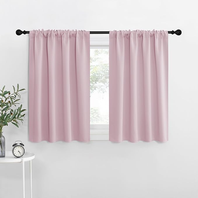 NICETOWN Baby Pink Kitchen Curtains, Short Blackout Curtains & Drapes, Small by NICETOWN