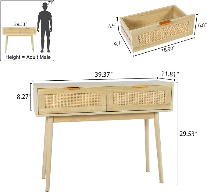 HOPUBUY Console Table and Nightstands Set of 2, Narrow Sofa Table - Image 3