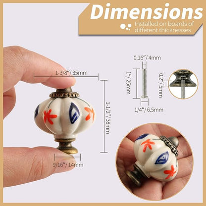 Ivory Pumpkin Knobs 12 Pack Ceramic Cabinet Knobs Vintage Drawer Pulls - Image 4
