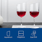 Villeroy & Boch New Moon Set, 4 Pieces, Elegant, Modern Red Wine Day Use, Crystal Glass, Transparent, Dishwasher Safe