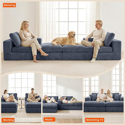 80.7" Oversized Double Chaise Lounge Chair Indoor, Cloud Boneless Sleeper Sofa - Image 8