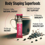 VitaCup Slim Instant Coffee Packets, with Garcinia, Fiber, B Vitamins, Bold & Smooth, Medium Dark Roast, 100% Arabica Coffee in Single Serve Sticks, 10 Ct